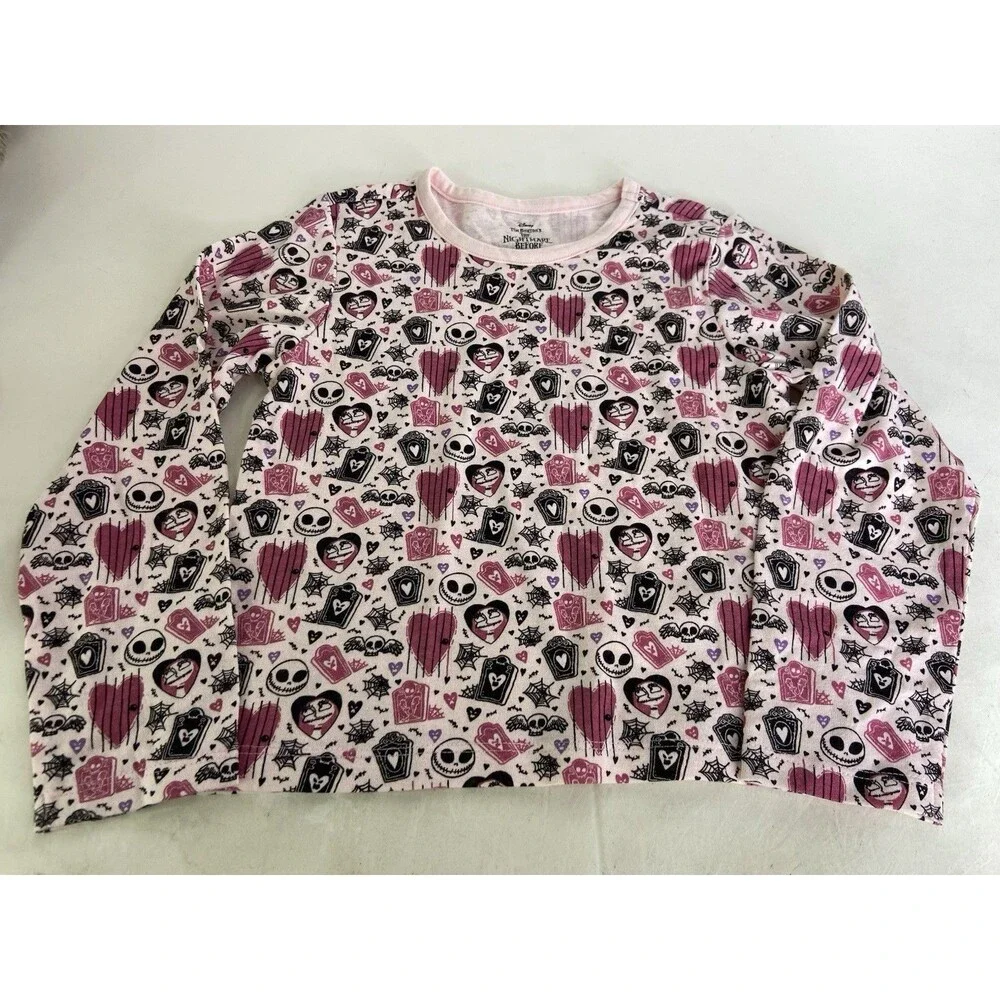 Disney Nightmare Before Christmas Jack Sally Long Sleeve T-Shirt Girls Size 5